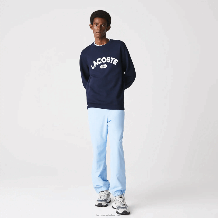 Lacoste sweatshirt met ronde hals en merkbadstof 0828H1160 marineblauw 166 Heren