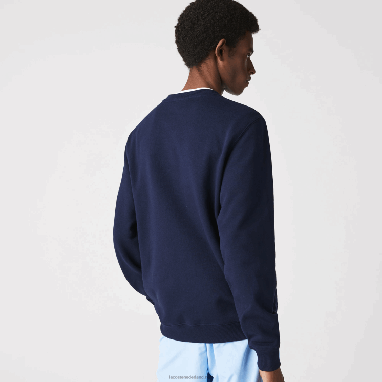 Lacoste sweatshirt met ronde hals en merkbadstof 0828H1160 marineblauw 166 Heren