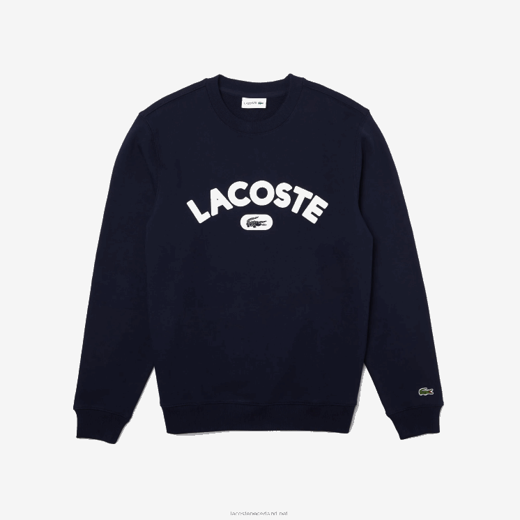 Lacoste sweatshirt met ronde hals en merkbadstof 0828H1160 marineblauw 166 Heren