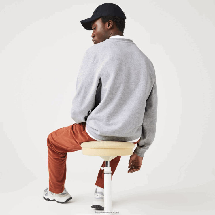 Lacoste sweatshirt met ronde hals en merkbadstof 0828H1161 grijze chine ca Heren