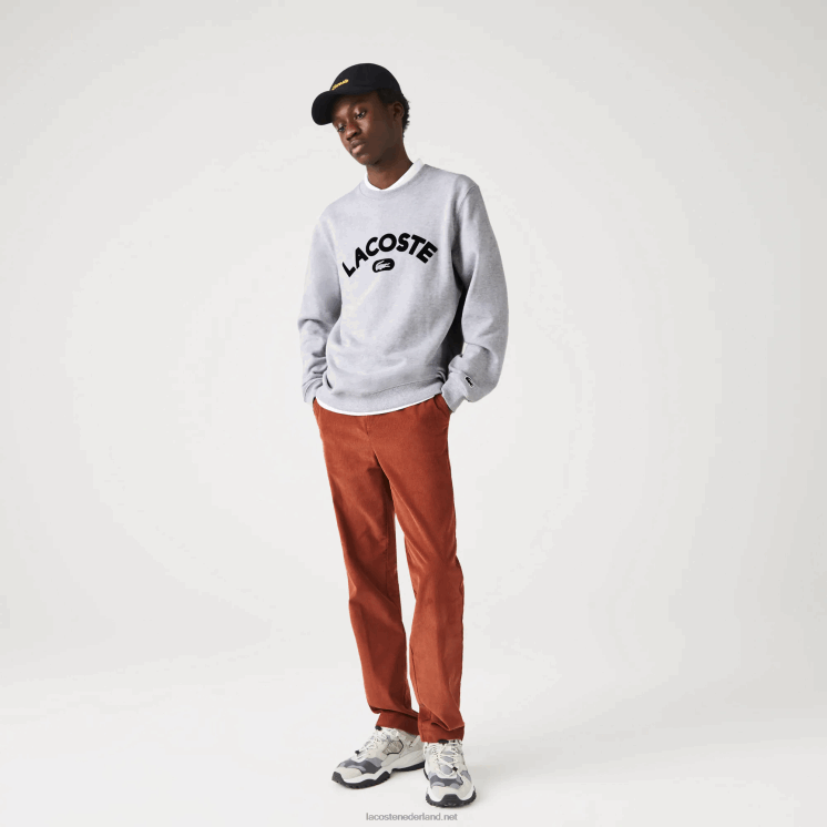 Lacoste sweatshirt met ronde hals en merkbadstof 0828H1161 grijze chine ca Heren