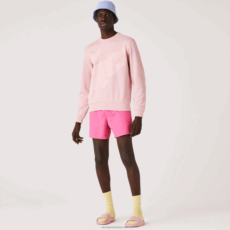 Lacoste sweatshirt met ronde hals en print van biologisch katoenfleece 0828H1074 roze hcq Heren