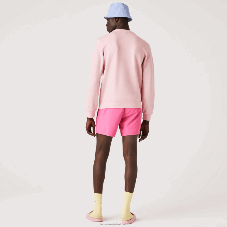 Lacoste sweatshirt met ronde hals en print van biologisch katoenfleece 0828H1074 roze hcq Heren