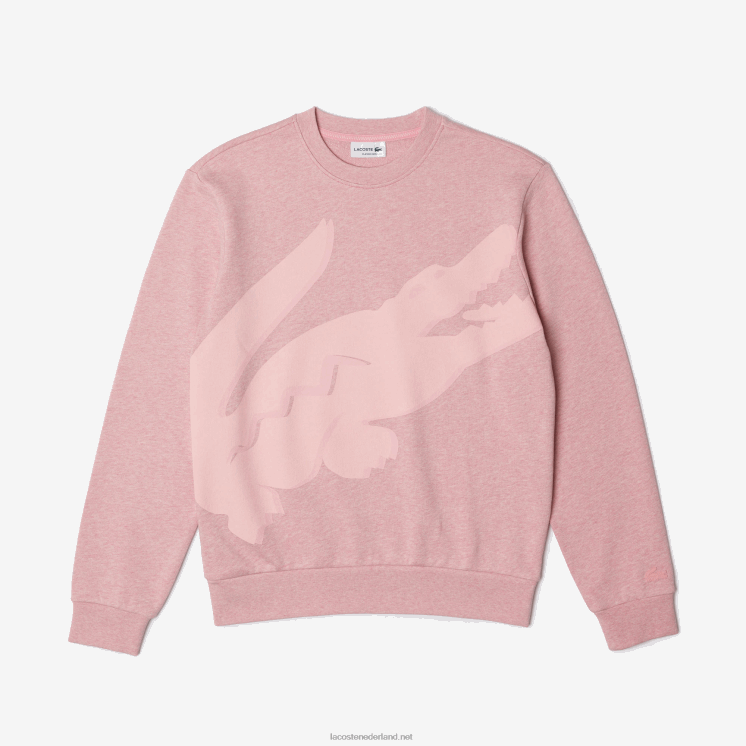 Lacoste sweatshirt met ronde hals en print van biologisch katoenfleece 0828H1074 roze hcq Heren