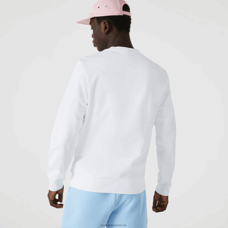 Lacoste sweatshirt met ronde hals en print van biologisch katoenfleece 0828H1075 wit 001 Heren