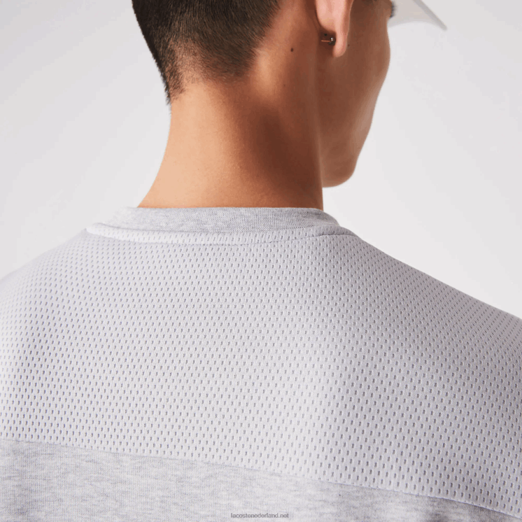 Lacoste sweatshirt met sportgaaspanelen 0828H1062 chine lichtgrijs 9ya Heren