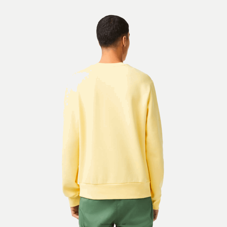 Lacoste sweatshirt van biologisch geborsteld katoen 0828H271 geel 107 Heren