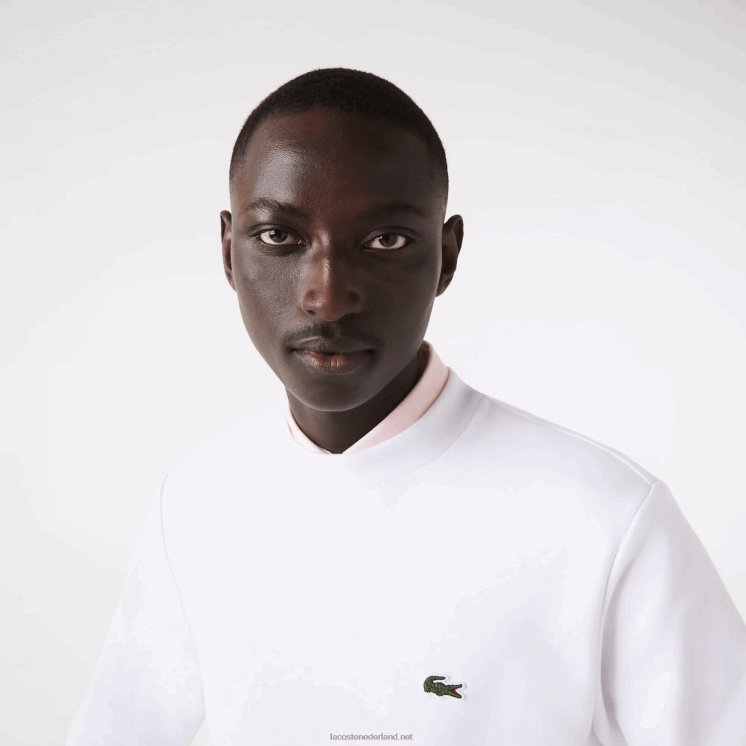 Lacoste sweatshirt van biologisch geborsteld katoen 0828H272 wit 001 Heren