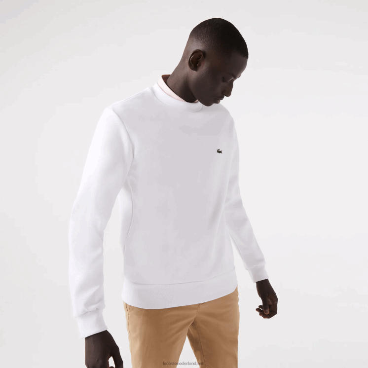 Lacoste sweatshirt van biologisch geborsteld katoen 0828H272 wit 001 Heren