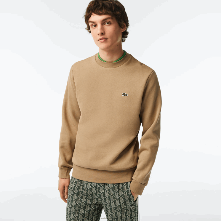 Lacoste sweatshirt van biologisch geborsteld katoen 0828H289 beige cb8 Heren