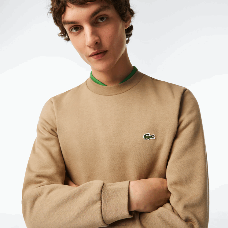 Lacoste sweatshirt van biologisch geborsteld katoen 0828H289 beige cb8 Heren