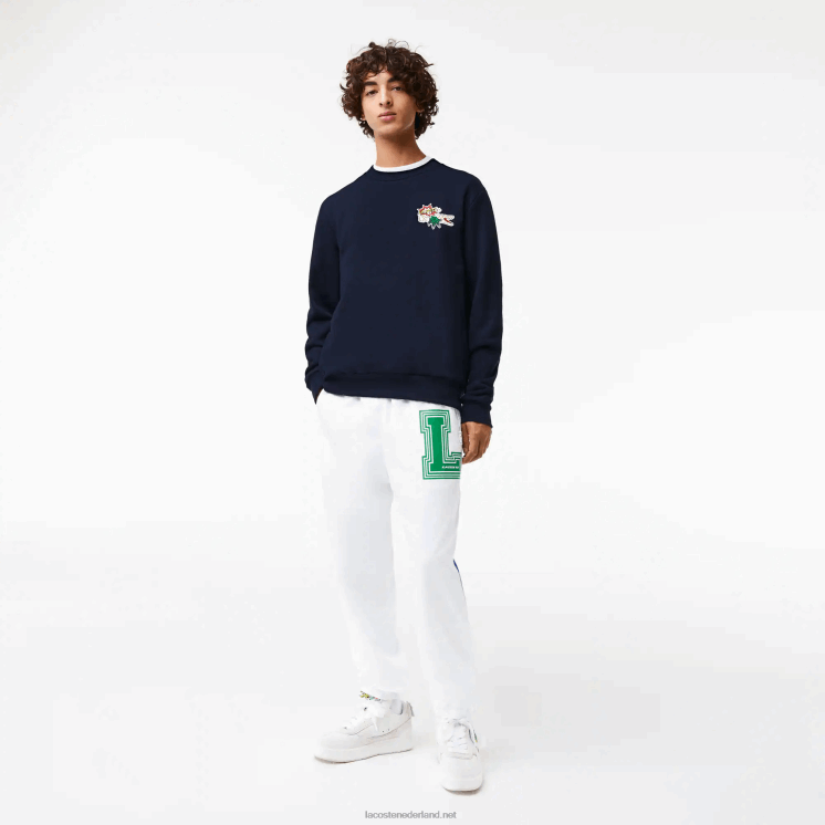 Lacoste sweatshirt van biologisch katoen met badge 0828H988 marineblauw 166 Heren