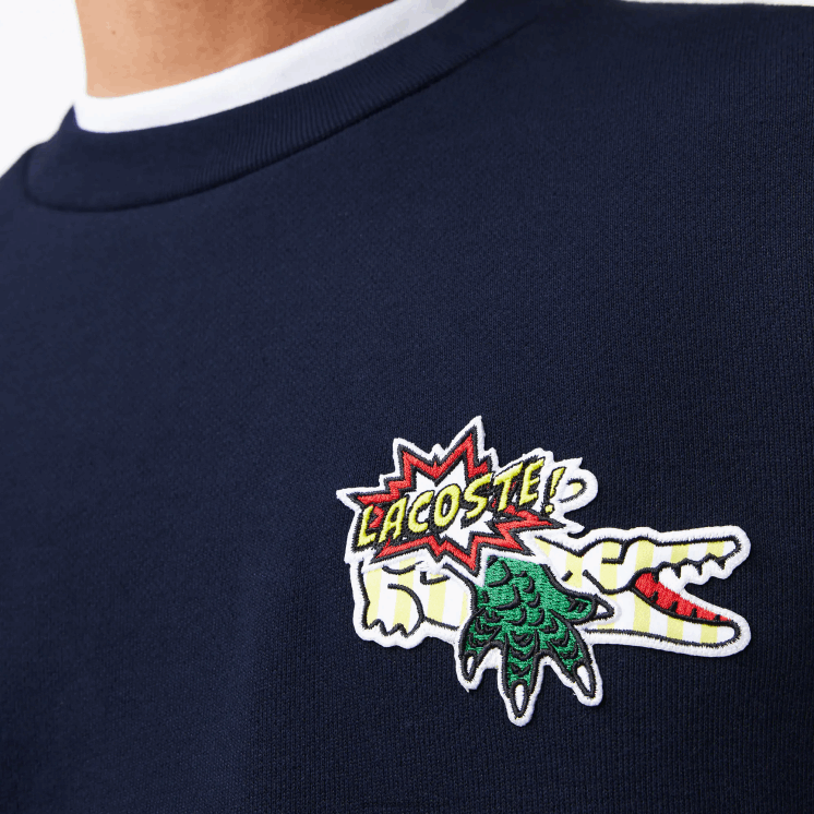 Lacoste sweatshirt van biologisch katoen met badge 0828H988 marineblauw 166 Heren
