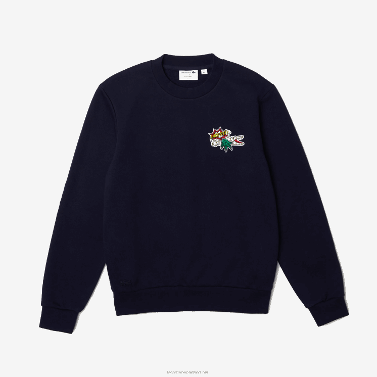 Lacoste sweatshirt van biologisch katoen met badge 0828H988 marineblauw 166 Heren