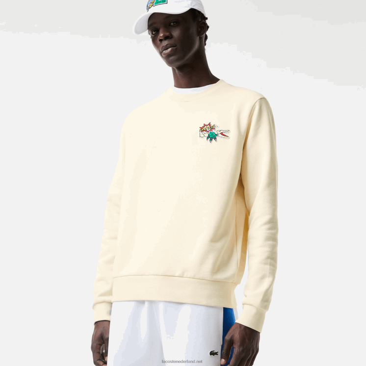 Lacoste sweatshirt van biologisch katoen met badge 0828H989 witte xfj Heren