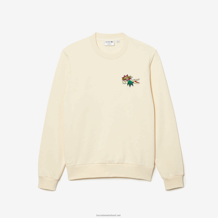 Lacoste sweatshirt van biologisch katoen met badge 0828H989 witte xfj Heren