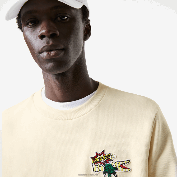 Lacoste sweatshirt van biologisch katoen met badge 0828H989 witte xfj Heren