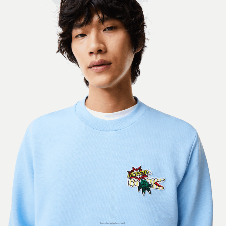 Lacoste sweatshirt van biologisch katoen met badge 0828H990 blauwe hbp Heren