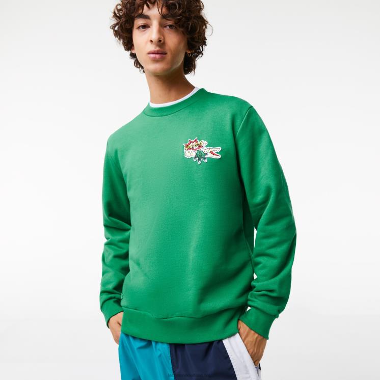 Lacoste sweatshirt van biologisch katoen met badge 0828H991 groene lm Heren