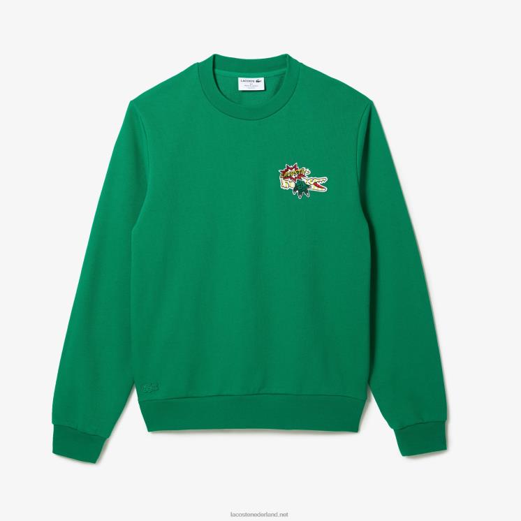 Lacoste sweatshirt van biologisch katoen met badge 0828H991 groene lm Heren