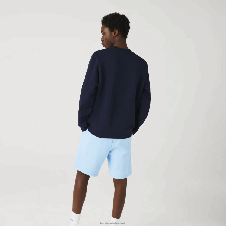 Lacoste sweatshirt van biologisch katoenfleece gemaakt in frankrijk 0828H1181 marineblauw 166 Heren