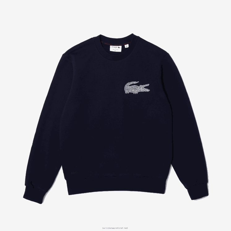 Lacoste sweatshirt van biologisch katoenfleece gemaakt in frankrijk 0828H1181 marineblauw 166 Heren