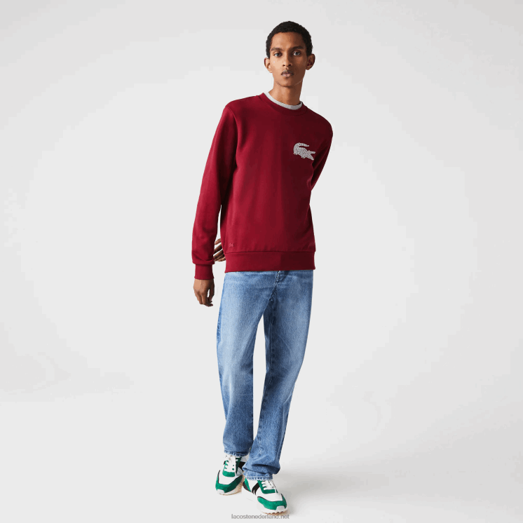 Lacoste sweatshirt van biologisch katoenfleece gemaakt in frankrijk 0828H1182 bordeaux p41 Heren