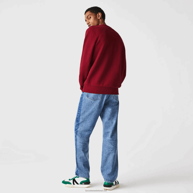 Lacoste sweatshirt van biologisch katoenfleece gemaakt in frankrijk 0828H1182 bordeaux p41 Heren