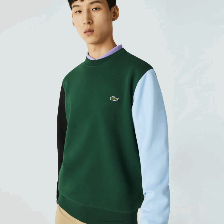 Lacoste sweatshirt van geborsteld fleece 0828H1096 groen zwart blauw ug6 Heren