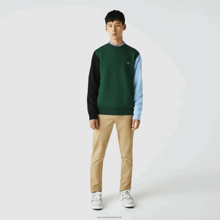 Lacoste sweatshirt van geborsteld fleece 0828H1096 groen zwart blauw ug6 Heren