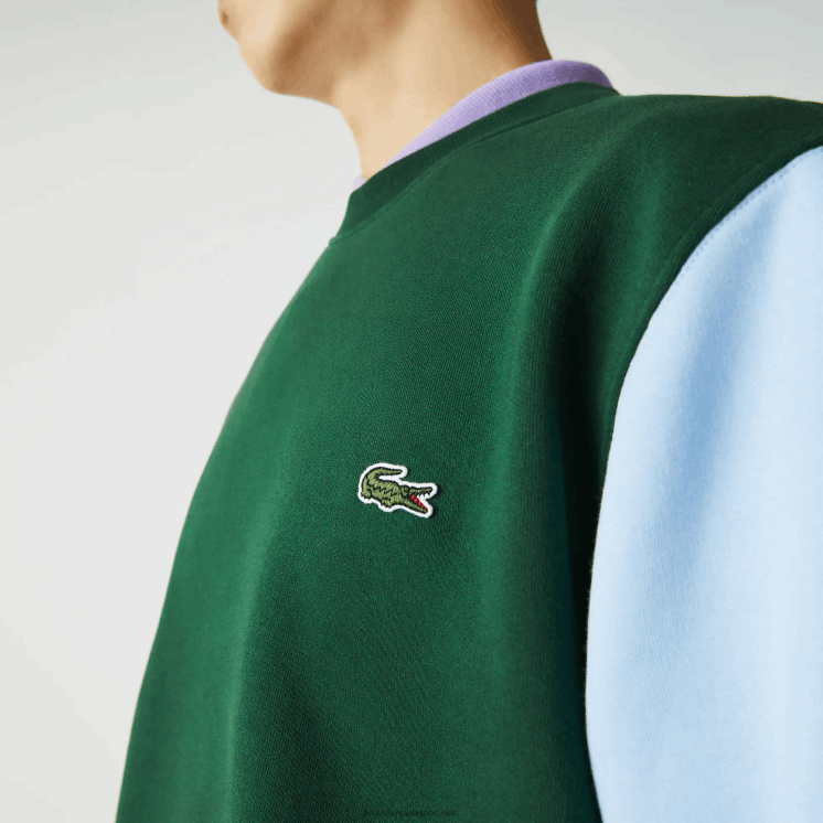 Lacoste sweatshirt van geborsteld fleece 0828H1096 groen zwart blauw ug6 Heren
