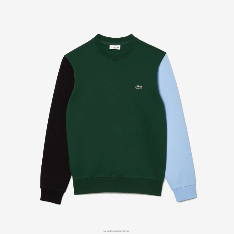 Lacoste sweatshirt van geborsteld fleece 0828H1096 groen zwart blauw ug6 Heren