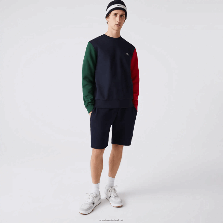 Lacoste sweatshirt van geborsteld fleece 0828H1097 marineblauw groen rood 4xn Heren