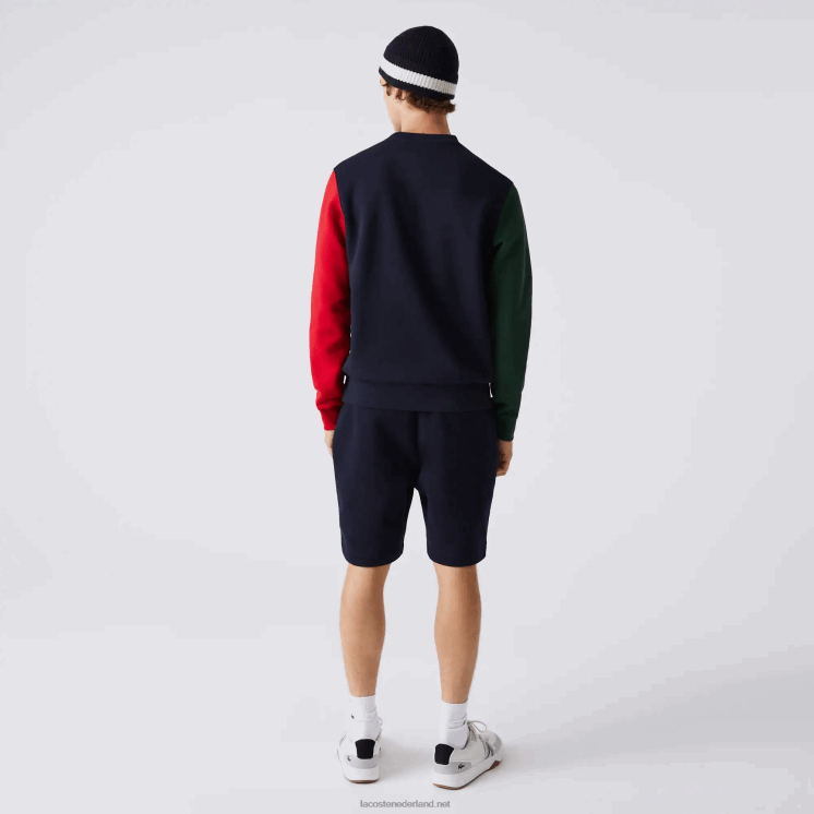 Lacoste sweatshirt van geborsteld fleece 0828H1097 marineblauw groen rood 4xn Heren