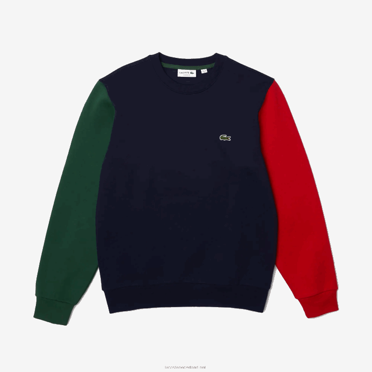 Lacoste sweatshirt van geborsteld fleece 0828H1097 marineblauw groen rood 4xn Heren