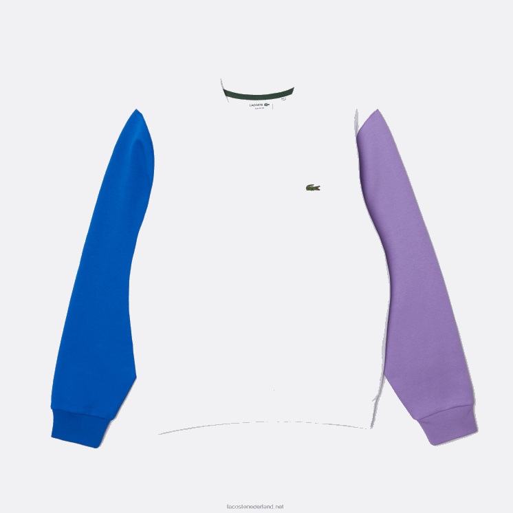 Lacoste sweatshirt van geborsteld fleece 0828H1098 wit blauw paars 89s Heren