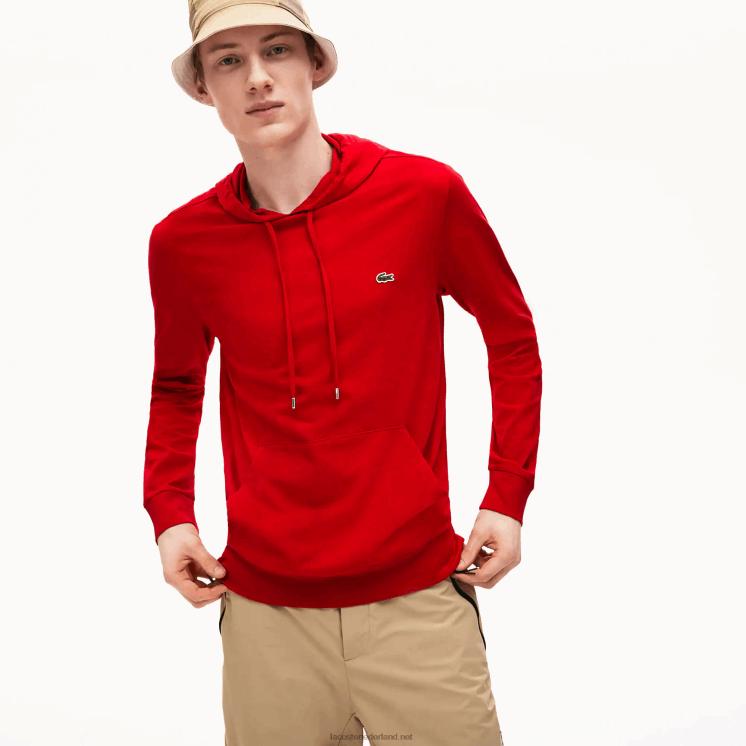 Lacoste sweatshirt van katoenen jersey met capuchon 0828H620 rood 240 Heren