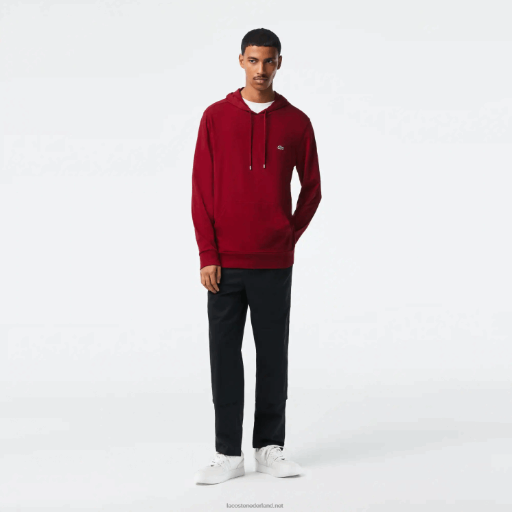 Lacoste sweatshirt van katoenen jersey met capuchon 0828H622 bordeaux 476 Heren