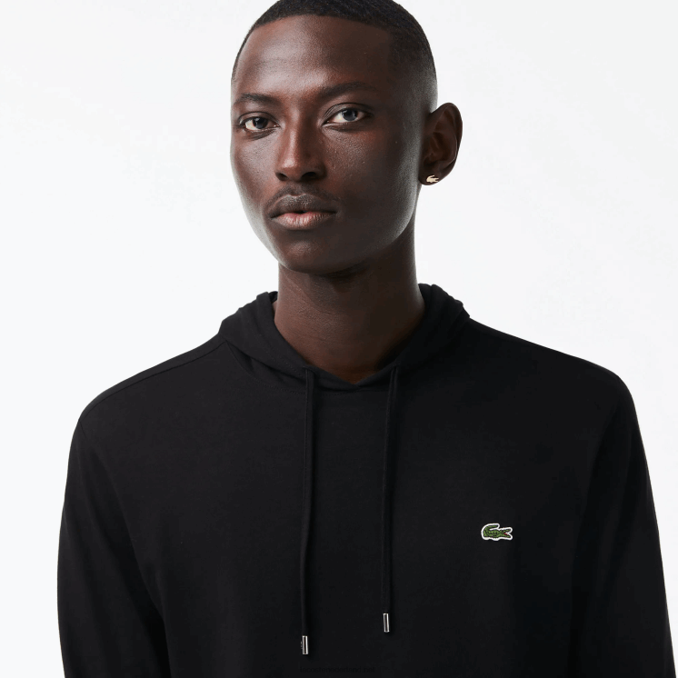 Lacoste sweatshirt van katoenen jersey met capuchon 0828H673 zwart 031 Heren