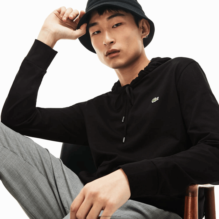 Lacoste sweatshirt van katoenen jersey met capuchon 0828H673 zwart 031 Heren