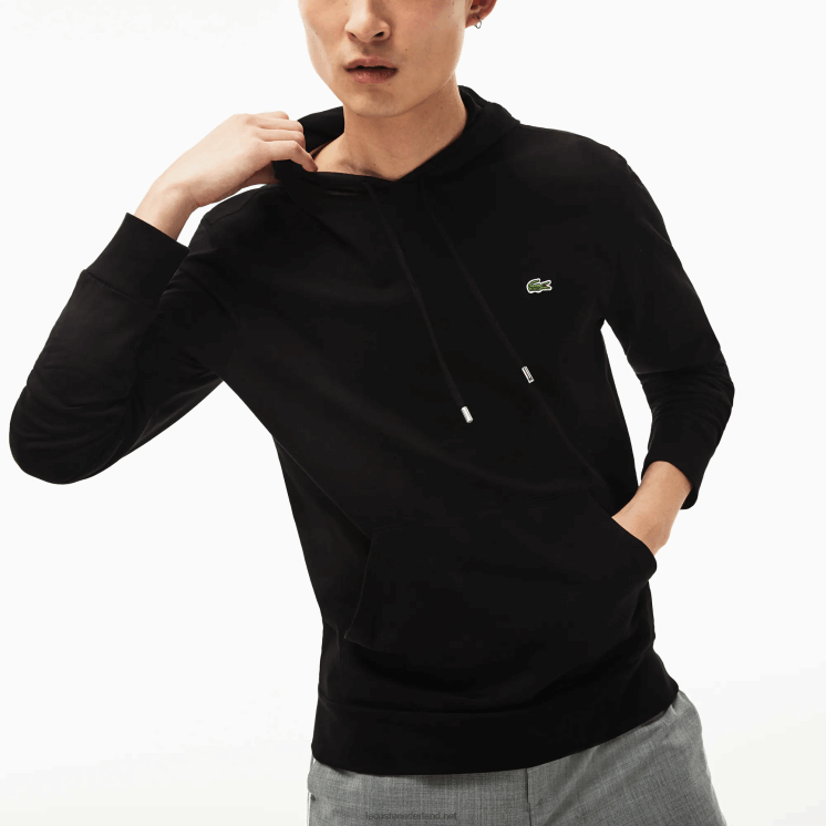 Lacoste sweatshirt van katoenen jersey met capuchon 0828H673 zwart 031 Heren