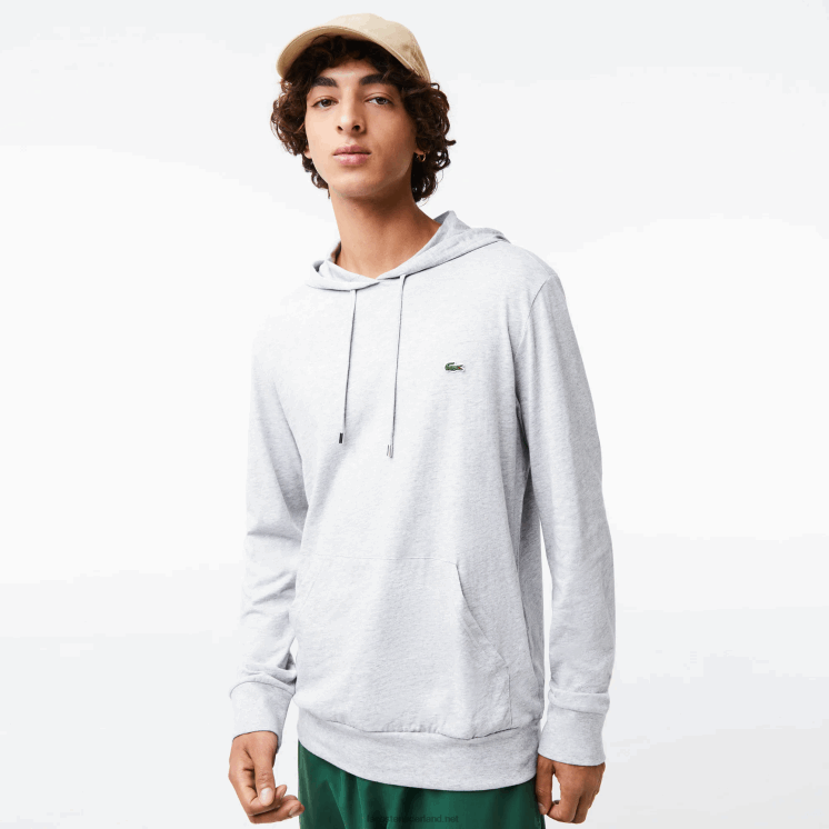 Lacoste sweatshirt van katoenen jersey met capuchon 0828H713 grijze chine ca Heren
