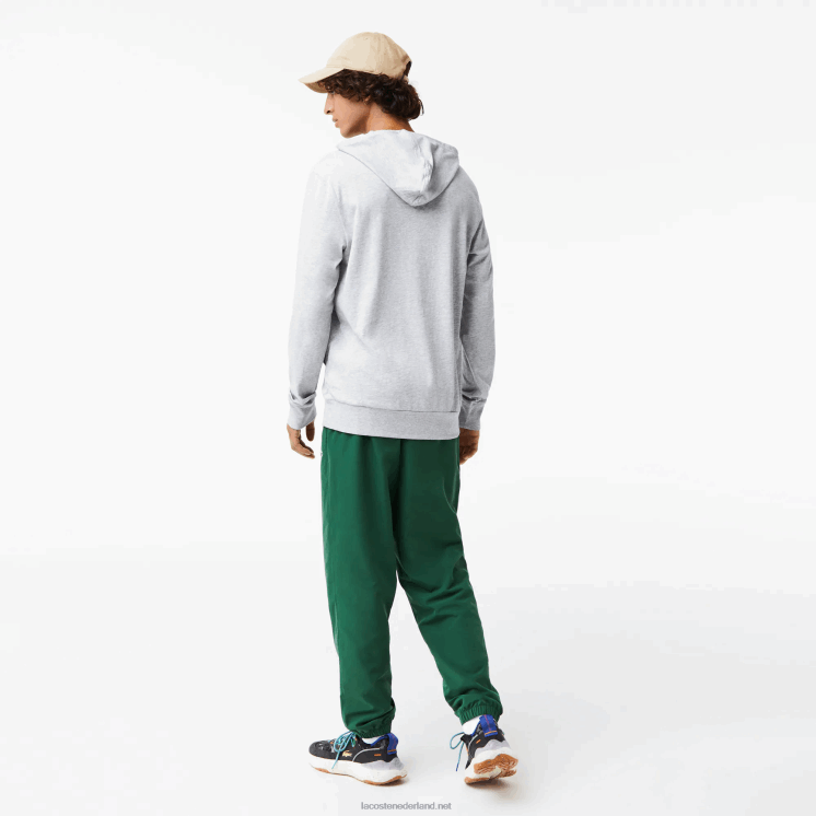 Lacoste sweatshirt van katoenen jersey met capuchon 0828H713 grijze chine ca Heren