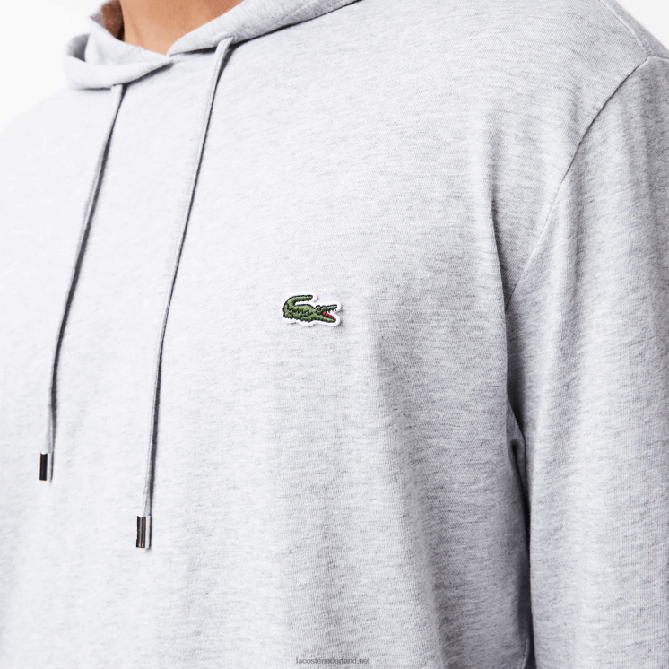 Lacoste sweatshirt van katoenen jersey met capuchon 0828H713 grijze chine ca Heren