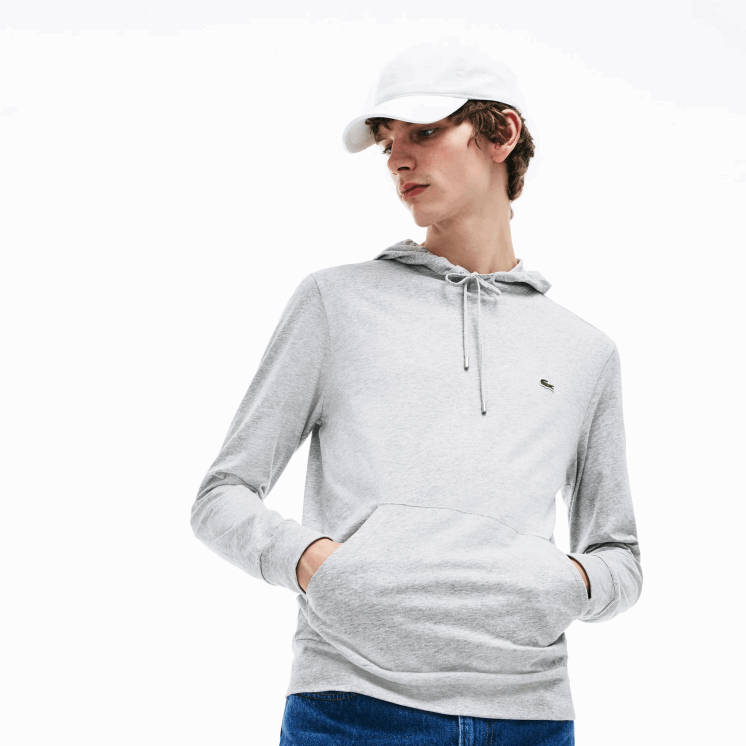 Lacoste sweatshirt van katoenen jersey met capuchon 0828H713 grijze chine ca Heren