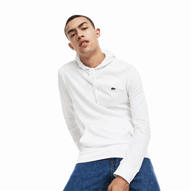 Lacoste sweatshirt van katoenen jersey met capuchon 0828H736 wit 001 Heren