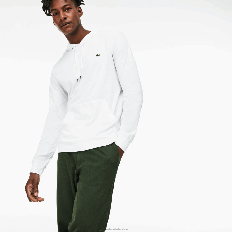 Lacoste sweatshirt van katoenen jersey met capuchon 0828H736 wit 001 Heren