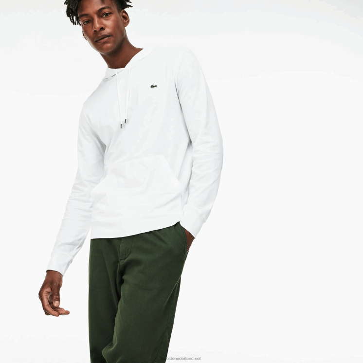Lacoste sweatshirt van katoenen jersey met capuchon 0828H736 wit 001 Heren