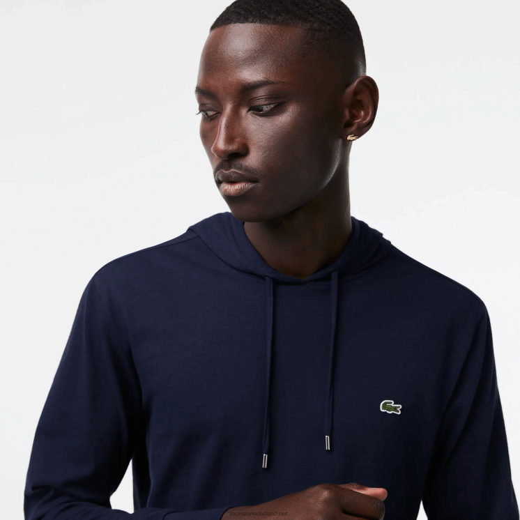 Lacoste sweatshirt van katoenen jersey met capuchon 0828H737 marineblauw 166 Heren