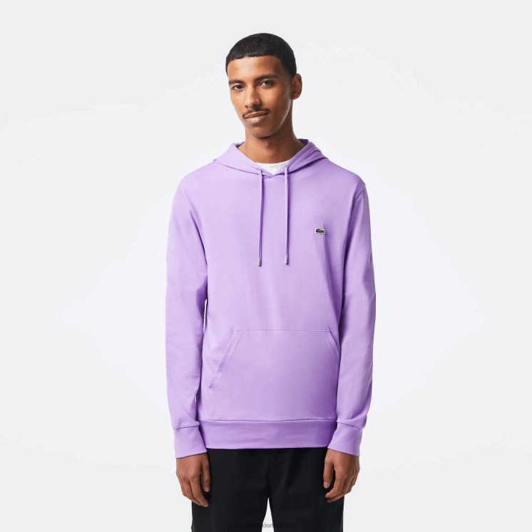 Lacoste sweatshirt van katoenen jersey met capuchon 0828H790 paarse gfu Heren